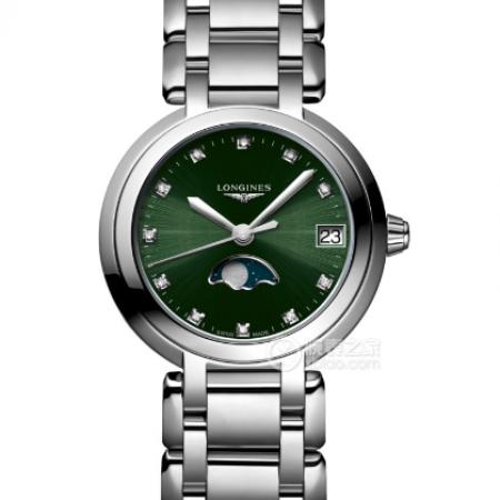 浪琴优雅心月系列L8.115.4.67.6绿色表盘搭载L296石英机芯30.5mm女士腕表