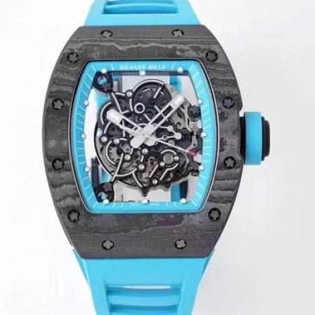 ZF厂理查德米勒男士系列RM 055蓝色表带酒桶形阿布扎比亚斯码头赛道全球限量男士机械腕表