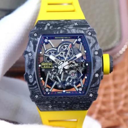 ZF厂理查德米勒男士系列RM35-02黄色表带镂空盘自动自动机械上链机芯男士手表
