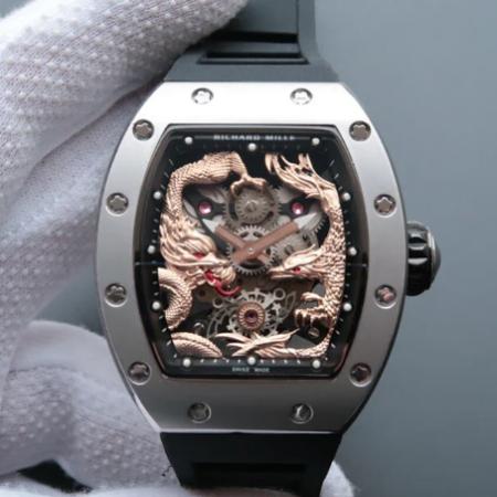 理查德米勒男士系列RM 57-01玫瑰金龙凤图搭载原装进口机械机芯44x50mm男士腕表
