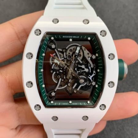 KV�S理查德米勒男士系列RM-055白色陶瓷�G表圈搭�d自��RM055�C芯男士手表