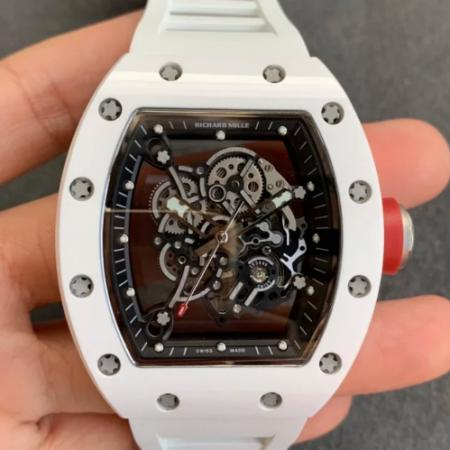 KV厂理查德米勒男士系列RM-055白色陶瓷透明镂空盘搭载自动RM055机芯男士手表