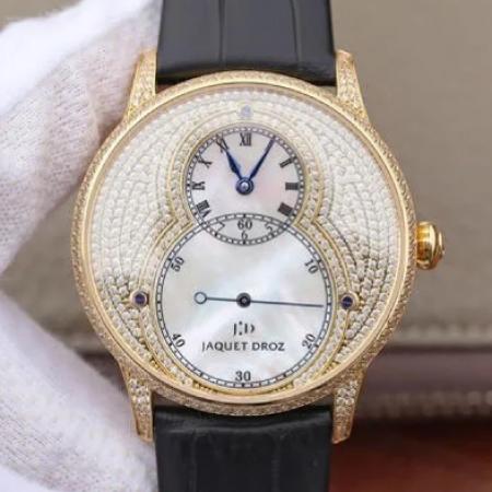雅克德罗大秒针系列J014013226黄金镶钻搭载自动机械机芯42MM女士手表